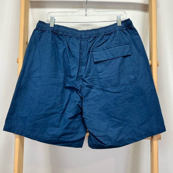 QUICKSILVER men's Navy cotton elastic waist swim trunks w/ side stripe size L - Picture 7 of 12